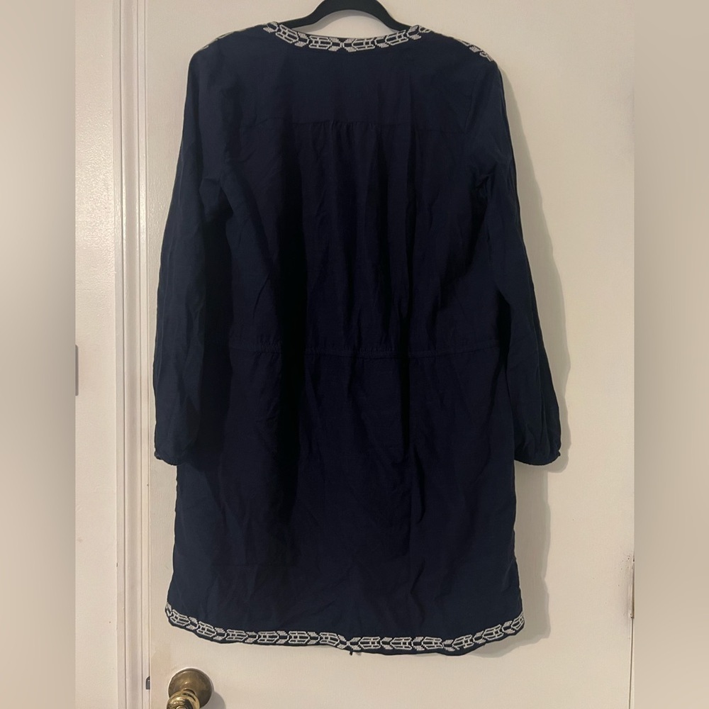 GAP Navy Dress Ivory Embroidery drawstring waist with pockets size L (K124) - Picture 8 of 14
